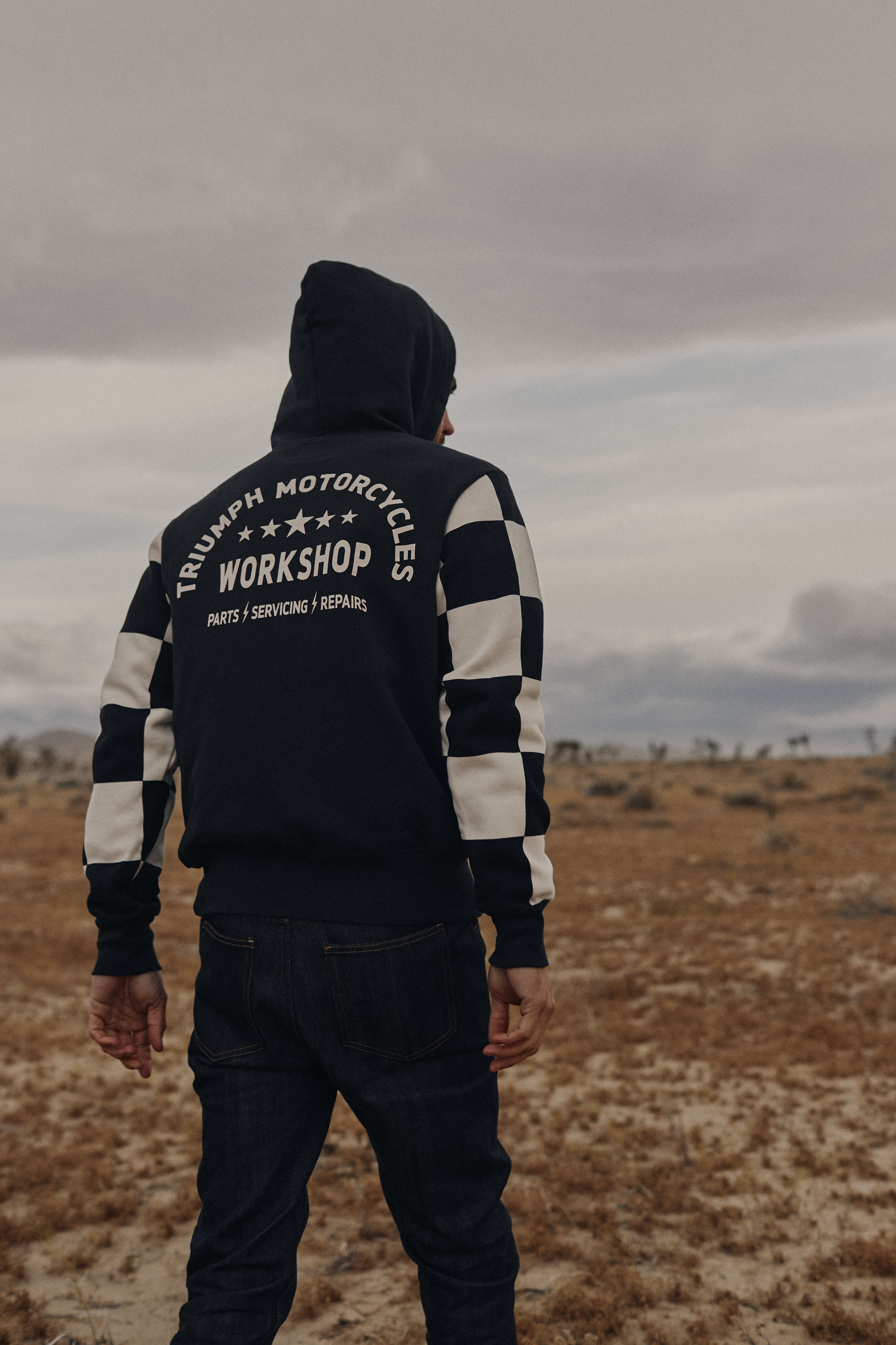 Haytham Checkerboard Hoodie in Red and Bone | Casual Clothing